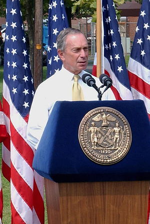 Bloomberg giving a speech.